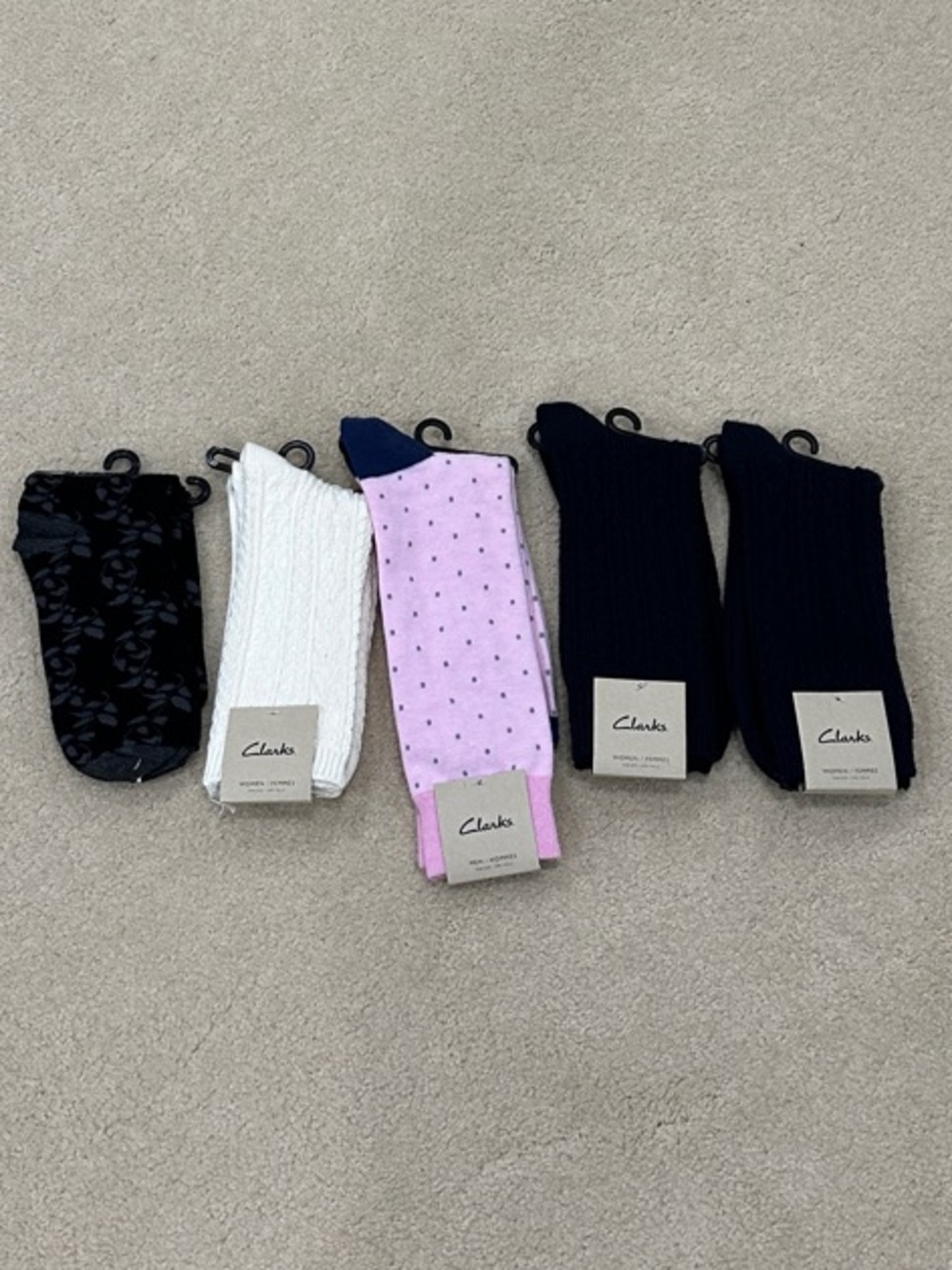 Clarks Women's Sock Set - Black, White, Pink, Navy